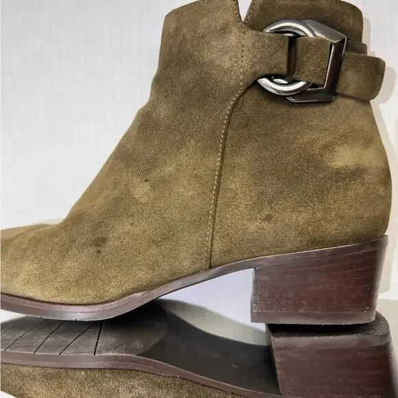 Aquatalia Ankle Boots Women's Size 8.5 Faria Buckle Suede Leather Boho Italy