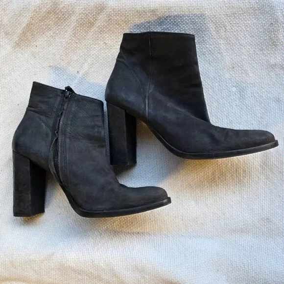 Freda Salvador black pebbled leather ankle boots