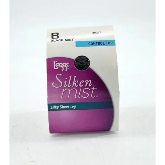 L'eggs Silken Mist Silky Sheer Leg Control Top Pantyhose 20207 Black Mist Sz B‎