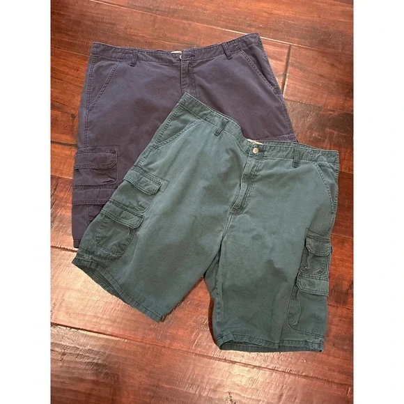 Wrangler Cargo Shorts Mens 40 Blue Green 2 Pack Cotton Utility