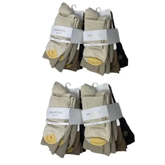 GOLD TOE Women Multi-Brown 6 Pair Turn Cuff Casual Socks Size 6-9 - 4 Packs of 6