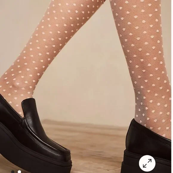 CouCou Lola Swiss Dot Sheer Long Socks Neutral Ivory New