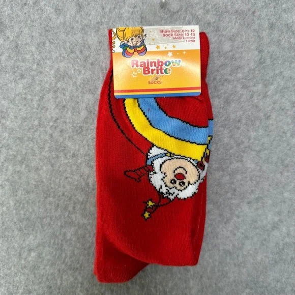 Rainbow Brite Murky Dismal Red Crew Socks  Shoe 6.5-12 Retro 80s Cartoon NEW