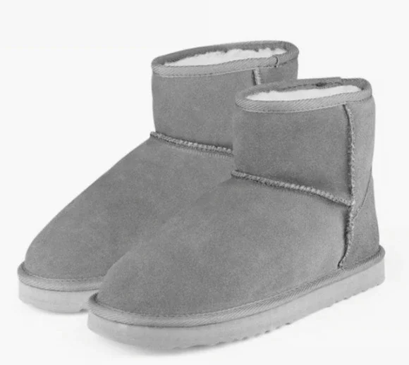 Nature Wind Suede Boots 9 NWT Gray Ankle Booties Waterproof Faux Fur