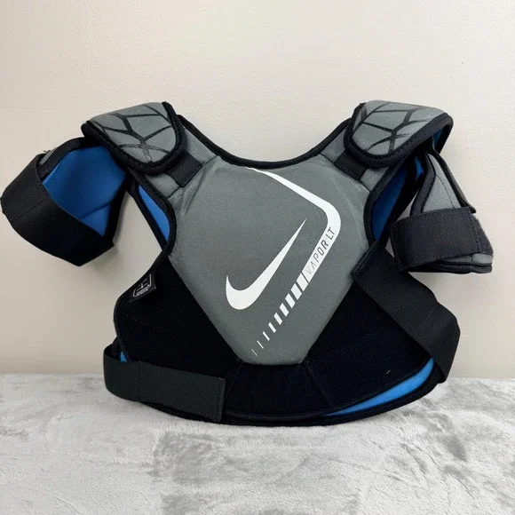 Nike Vapor LT Youth Small Lacrosse Shoulder‎ Pads Gray Blue NOCSAE Certified