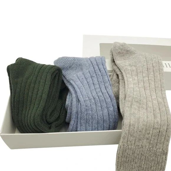 Cashmere Socks 3 Pack Gift Set Women 9-11 Garnet Hill Crew Luxury New Cozy Soft
