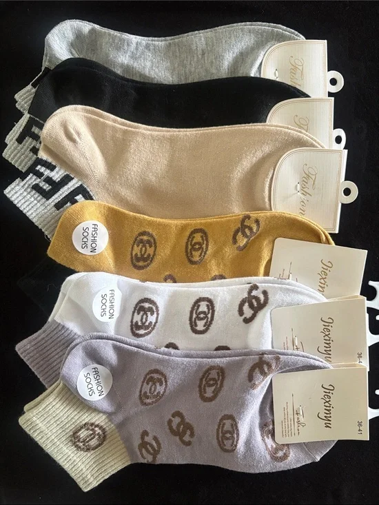 Women's Ankle Fashion Socks - Mixed Neutrals & Mustard Colors (6-Pack)