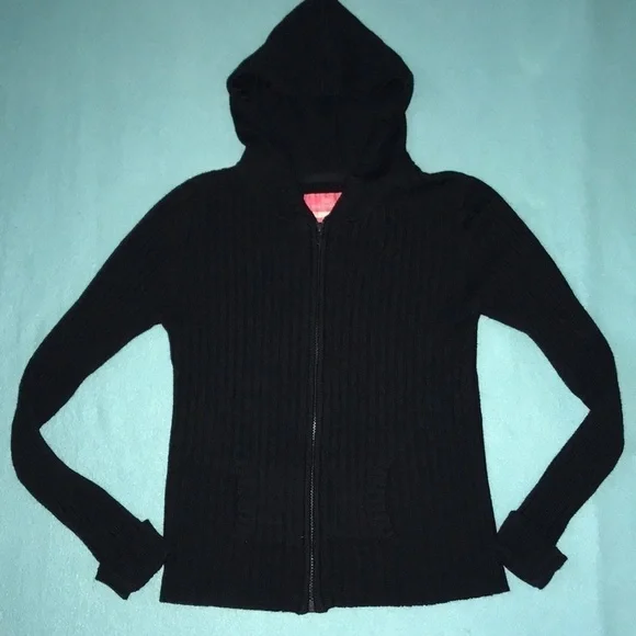 𝅺DOCKERS zip up hooded knit sweater dark navy 2 pockets size L
