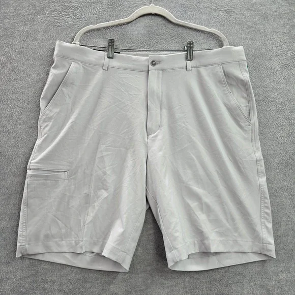Greg Norman Men Shorts 38 Light‎ Gray Cargo Pocket High Rise 9 in Inseam NWT
