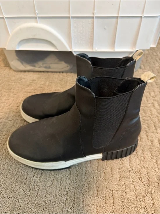 MIA Black Ankle Booties with White Sole