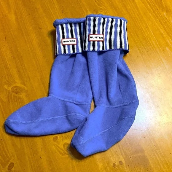 Hunter Blue Striped Cuff Boot Socks