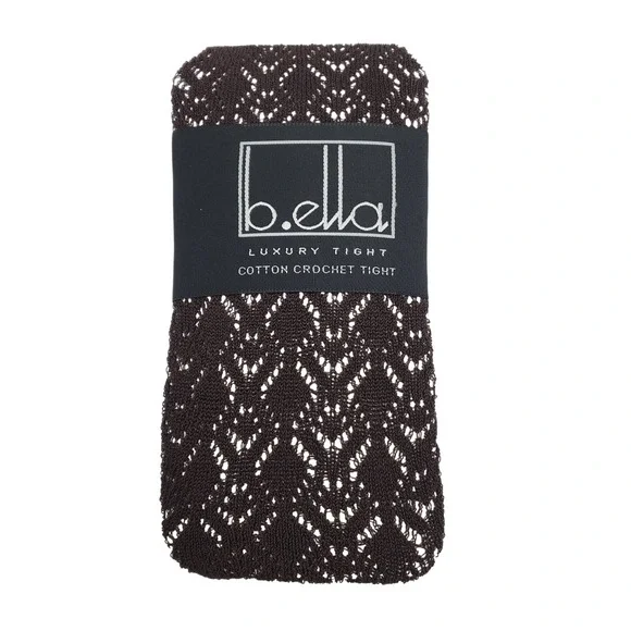 Luxury Cotton Crochet Tight Small Espresso Brown B.ella Codori Italian Hosiery