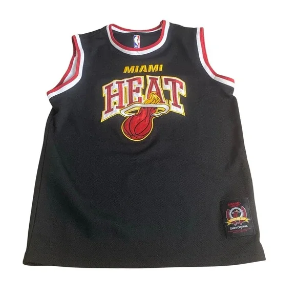Miami Heat NBA black red sleeveless mesh throwback‎ youth jersey SIZE 14-16