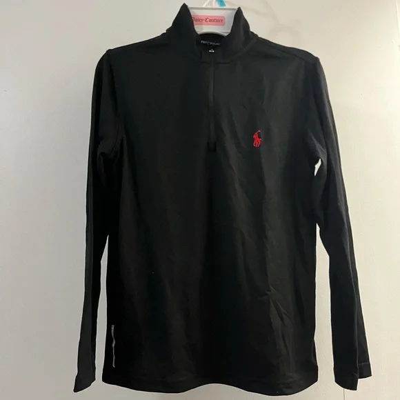 NWT Boys Black Polo Sport Half Zip size S(8)