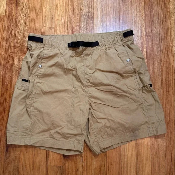 North Face Men’s Cargo Shorts Ripstop Tan Khaki Belted Size Large (z)