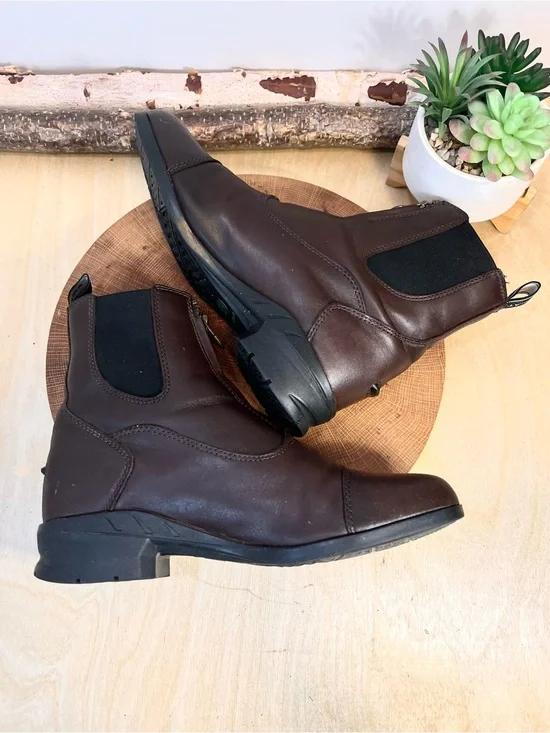 Ariat Brown Heritage Paddock Front Zip Boots Size 8B Leather Equestrian
