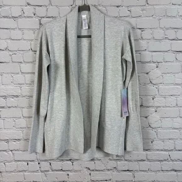 Ivivva Lululemon Moment To Pause Wrap Knit Cardigan Sweater Gray Girls 14 NWT