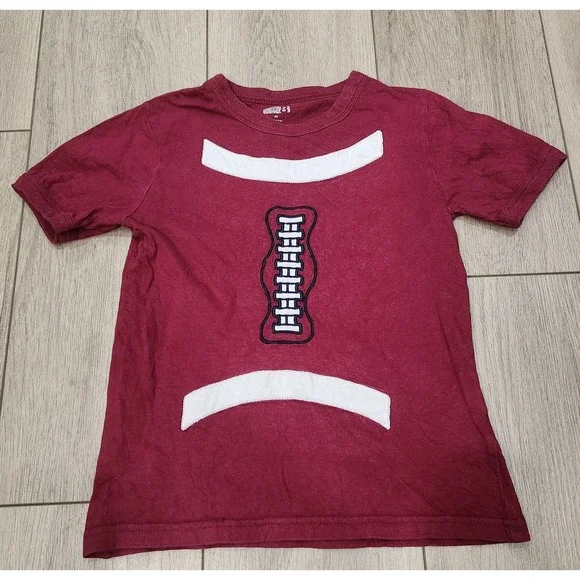 Boys Girls Kids Football 100% Cotton Applique T-Shirt Size 4T Burgundy Gymboree