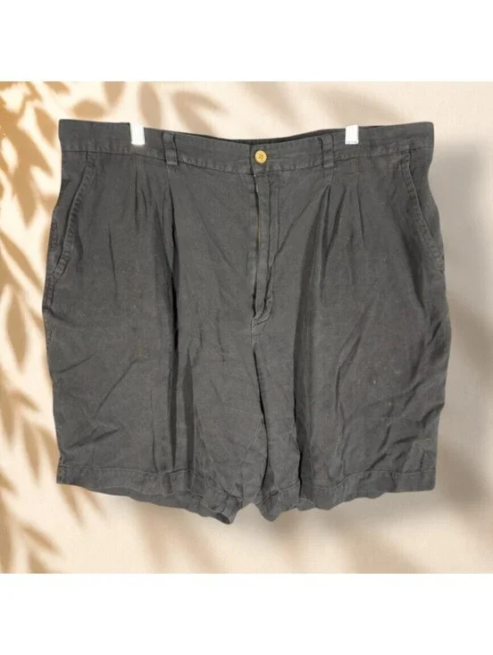 Caribbean Shorts Men 38 Black Mid Rise Silk Chino Pockets Stretch Regular Fit