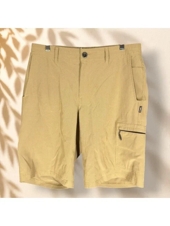 O'Neill Cargo Shorts Men 32 Brown Mid Rise Pockets Stretch Flat Front Regular