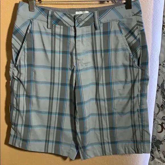 Marmot Mens Size 28 Gray Plaid Flat Front Shorts