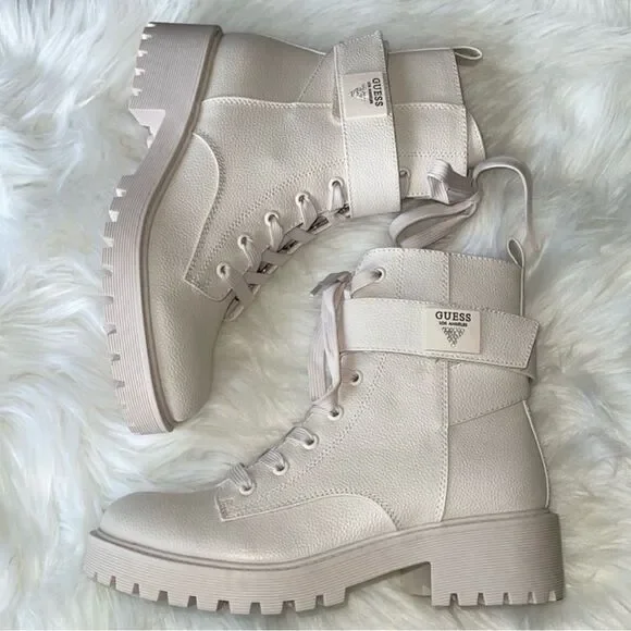 Guess Women’s Ankle Combat Boots Ivory New without Box.size 8.5
