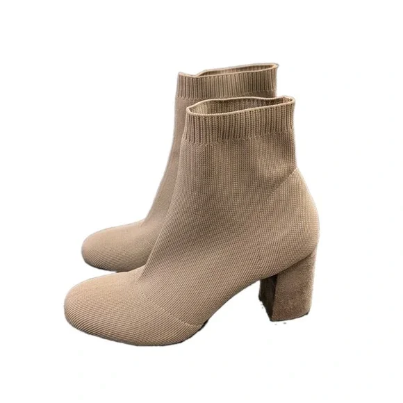 MIA Erika Stretch Ankle Bootie Womens 9 Dark Tan Slip On Heel Business Casual