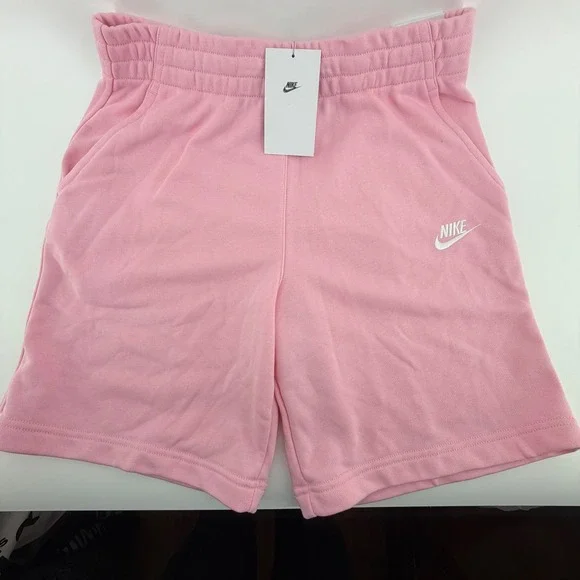 Nike Kids Sportswear Fleece Shorts Pink Bloom White FD3015-690 Youth XL‎ NWT