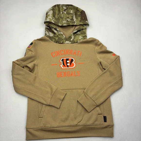 Nike Salute to Service Hoodie Youth Medium Cincinnati Bengals Camo Tan NFL 10 12