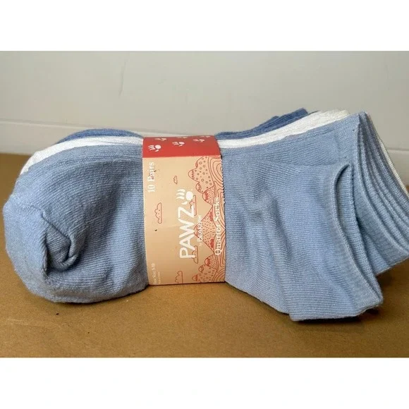 Pawz by Bearpaw Women Blue White Quarter Socks 10 Pair Pack Shoe Size 5-10 NEW