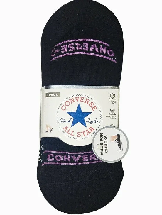 Converse 6-PK Chevron Star Logo Half Cushion Liners- Black/Multi