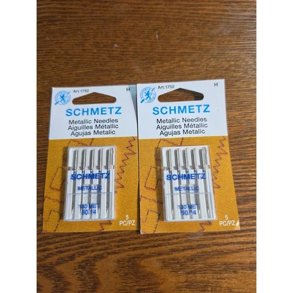 SCHMETZ ART 1752H - METALLIC SEWING MACHINE NEEDLES, SIZE 90/14--2 PACKS PER SET