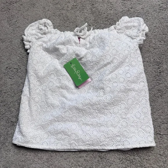Lilly Pulitzer Youth Girls 10 Ellis Top Eyelet White NEW