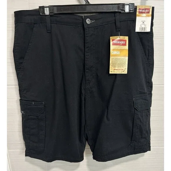 New Wrangler Black Cargo Utility Shorts Men 36, 9