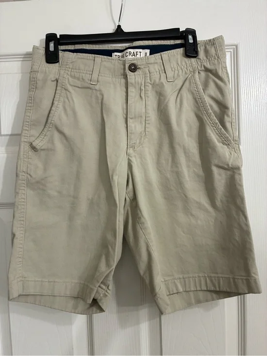True Craft Men's Light Tan Flat Front Shorts