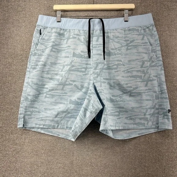 Public Rec Shorts Men Size 42 Light Blue Geometric Drawstrings Summer Beach