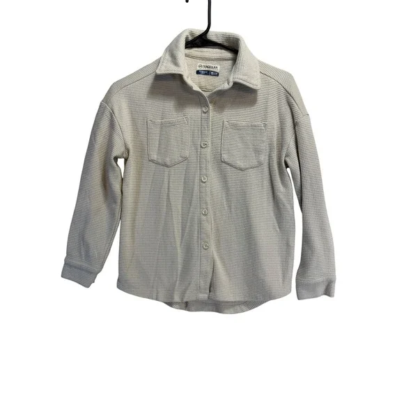 Magellan Outdoors Kids Cream Waffle Campfire Shirt Jacket Shacket Size M 8-10