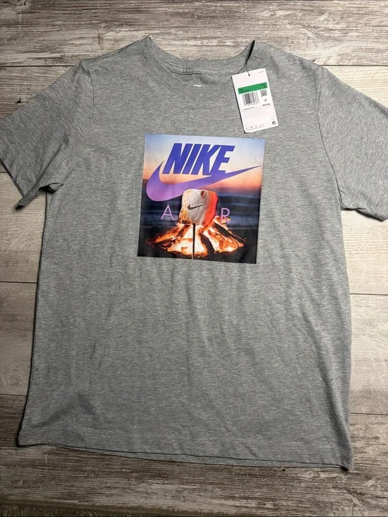 Nike Gray Heather Tee with Purple Nike Campfire Graphic