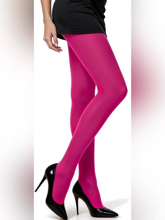 Mila Marutti - Women’s Hot Pink Opaque Tights Soft Stockings Pantyhose - Large