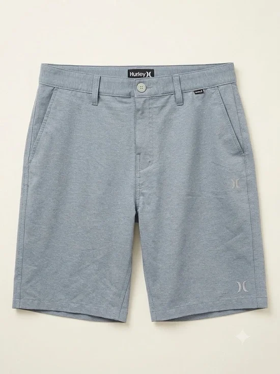 Hurley Men's Heather Sky Blue Flat-Front Shorts