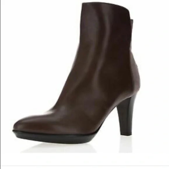 Aquatalia Reggae Two Tone Brown Leather Heeled Ankle Short Booties Size 6