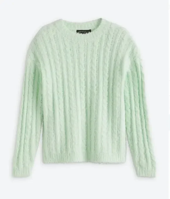 Love Ellie Katya Cable Knit Sweater Mint Size M