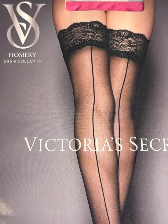 Victoria's Secret Pink Large Lace Top Thigh Highs Hosiery Reinforced Heel