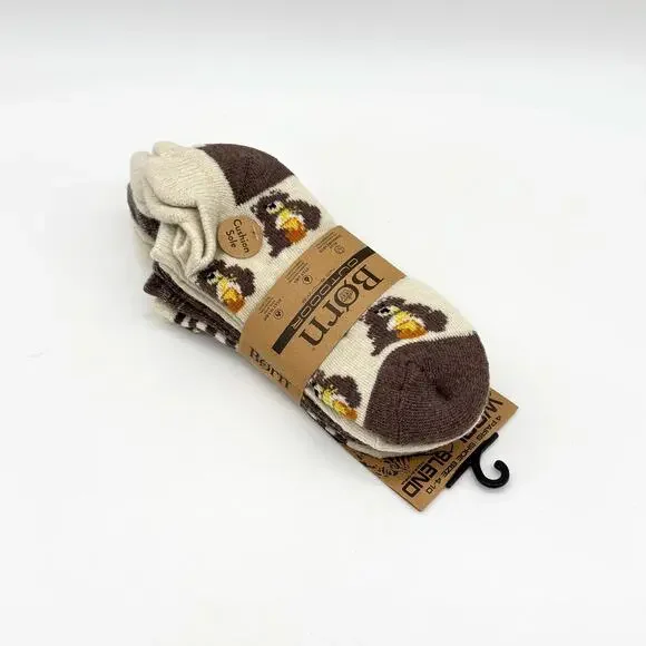 Born Socks Honey Bear 4 Pack Wool Blend Outdoor No Show Women’s Size 4-10 NEW