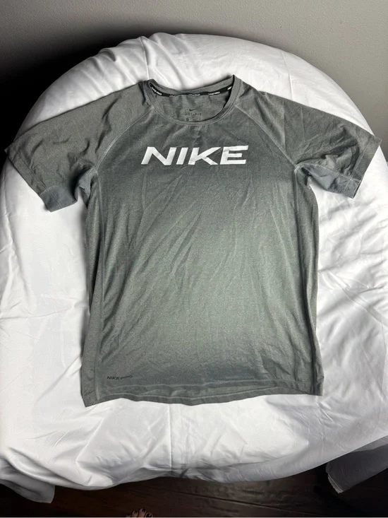 Nike Gray Short Sleeve Performance Tee with Bold Logo