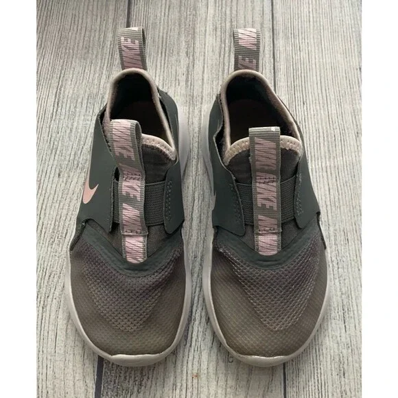 Grey & Gray Pink Nike Little Girl Toddler Slip On Shoes, Size 10