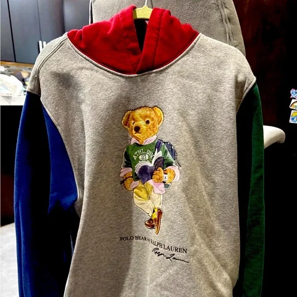 Polo by Ralph Lauren Gray Hoodie with Red Hood and Blue & Green Sleeves