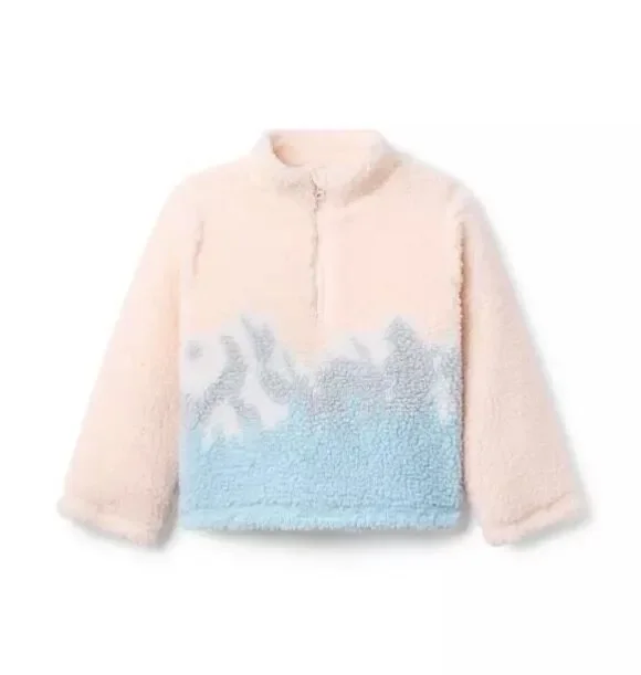 Janie & Jack Alpine Sherpa Sweatshirt Satin Pink Size 10-12 NWT