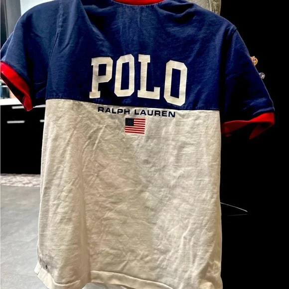 Polo by Ralph Lauren Navy, White & Red Colorblock Tee