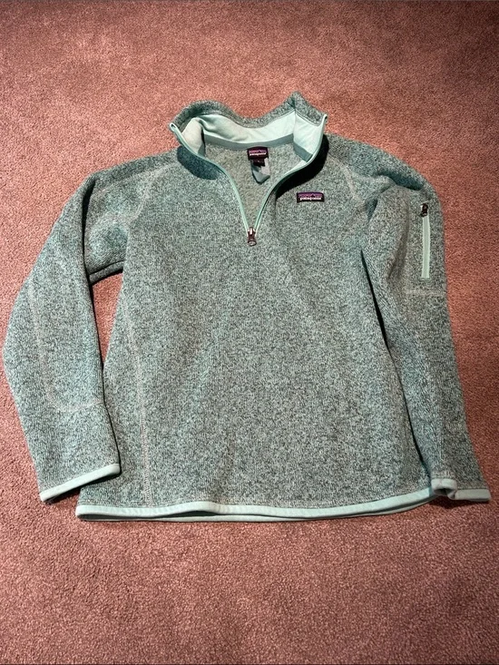 Patagonia Heathered Mint Quarter-Zip Fleece Pullover
